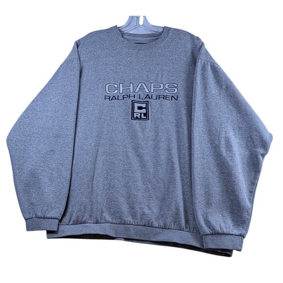 Vintage Chaps Ralph Lauren Mens Large Gray Sweatshirt Long Sleeve Crewneck - Picture 1 of 9
